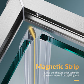 Magnetic Strip: Close the shower door securely to prevent water from spilling out