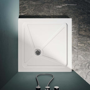 ELEGANT Square Shower Bases White Corner Drain Shower Pan
