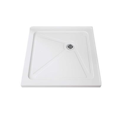ELEGANT Square Shower Bases White Corner Drain Shower Pan