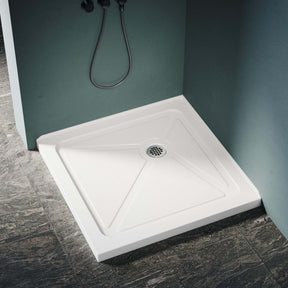 ELEGANT Square Shower Bases White Corner Drain Shower Pan